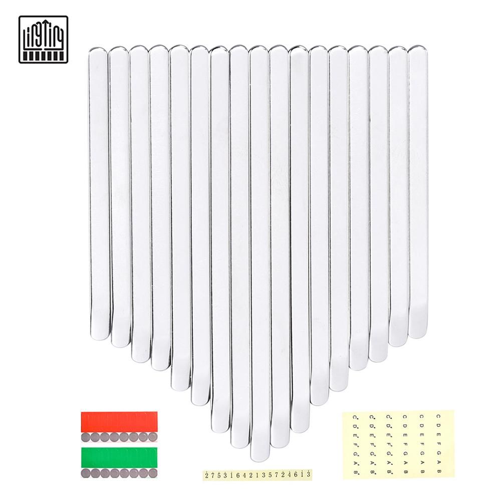 LINGTING 17  Keys Thumb Piano Keys Replacement Kit Manganese Steel with Stickers for 17 Key B/C Major