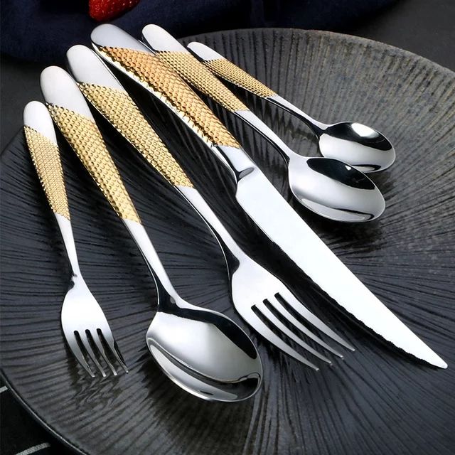 Gold Plated 24pcs Cutlery Spoon Fork And Knife