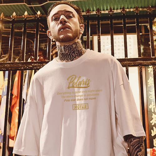 Hip-hop Bf Style  Men's Loose Tide Short-sleeved T-shirt
