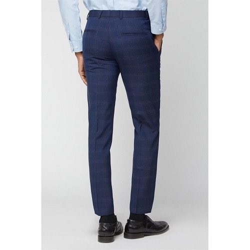 Bold Check Slim Fit Trousers -Navy Pink