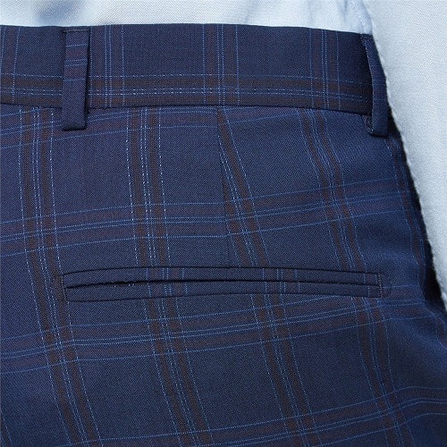 Bold Check Slim Fit Trousers -Navy Pink