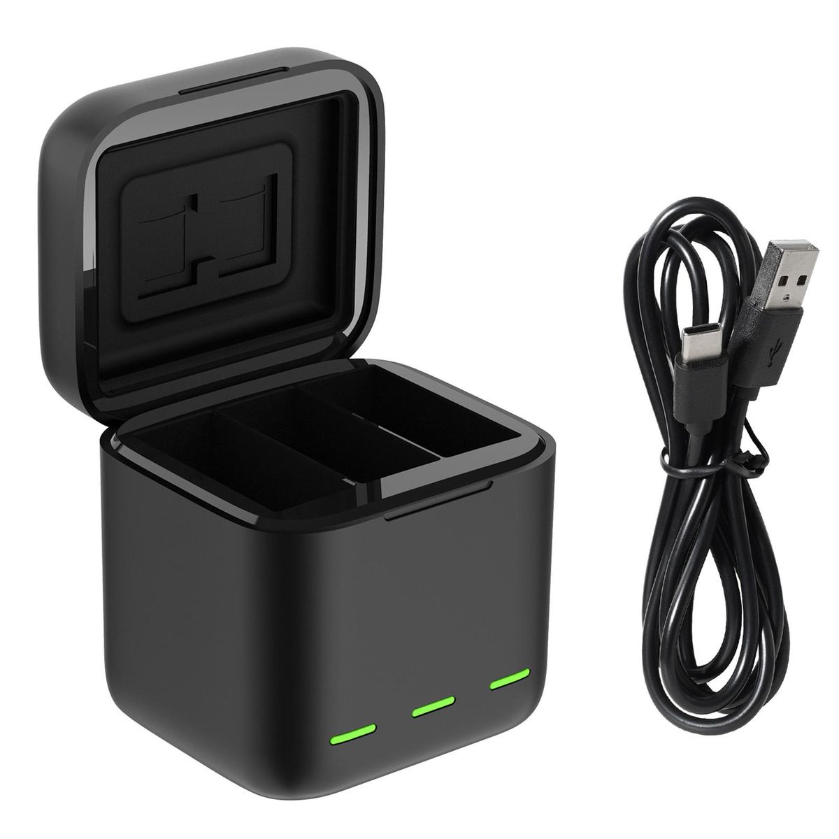 TELESIN GP-BCG-901 3-Channel USB Battery Quick Charger Batteries Storage Carrying Case with USB Type-C Charging Cable Replacement for GoPro Hero 9 10 Black  Battery