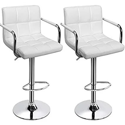 Swivel 360 Adjustable Bar Stools - Set Of 2 - White