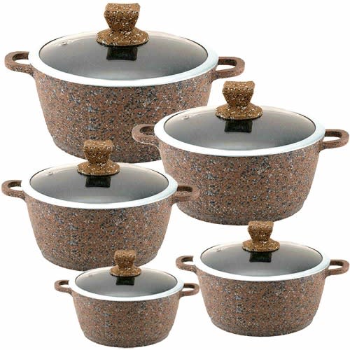 Nessa 5 Set Non-stick Pots - Brown