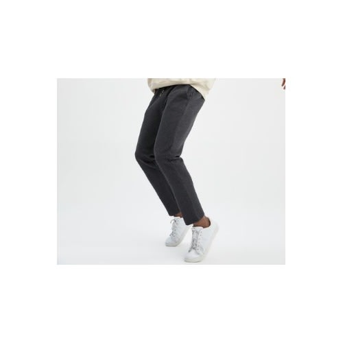 Regular Fit Knitted Thick Joggers Trousers - Anthracite Grey