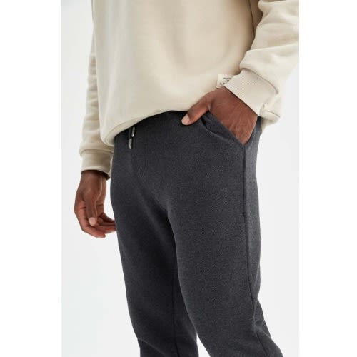 Regular Fit Knitted Thick Joggers Trousers - Anthracite Grey