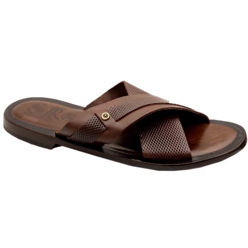 SR MILANO Brown Overlap Slippers