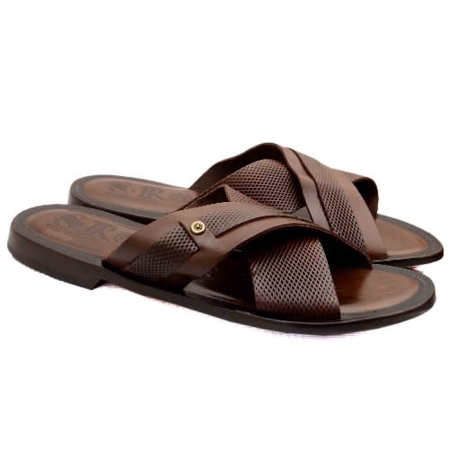 SR MILANO Brown Overlap Slippers