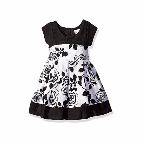 Knit Floral Paneled Fashion Dress - Multicolour