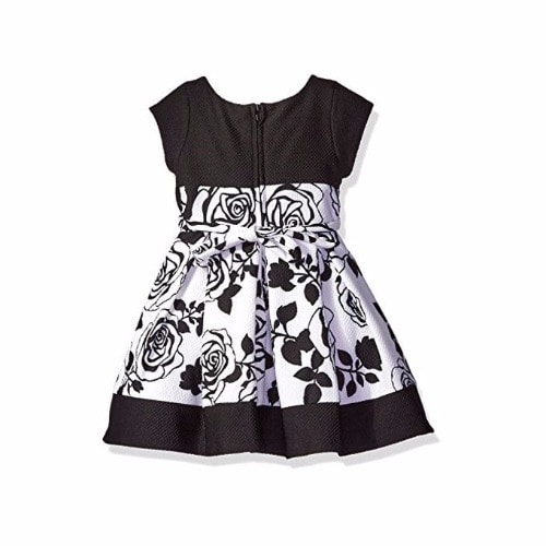 Knit Floral Paneled Fashion Dress - Multicolour