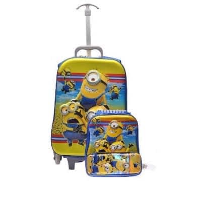 Beautiful Trolley & Lunch Bag With Pencil Case Combo - Multicolor