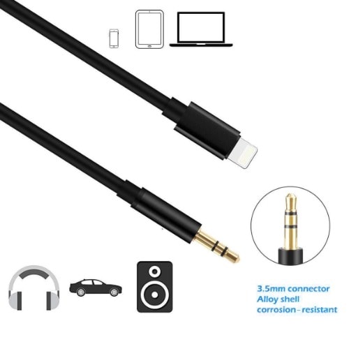 Lightning To 3.5 Aux Audio Adapter Cable 1m Jh-023 - Black