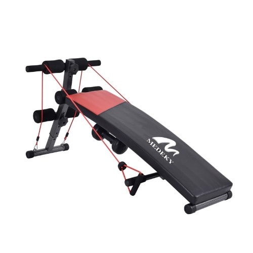 Sit Up Bench With Rope, Dumbbell And Head Rest