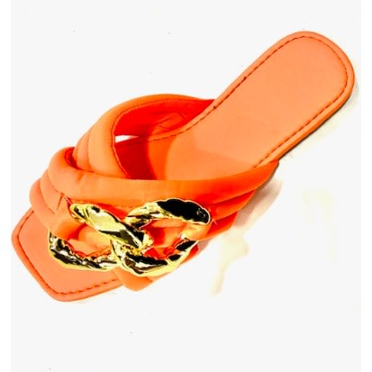 Women’s Criss Cross Drab Ornament Slippers- Orange