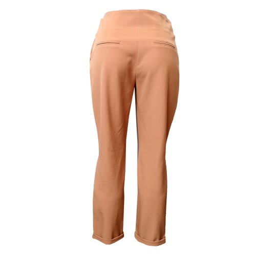 Caramel Tied Tapered Ankle Trousers -beige