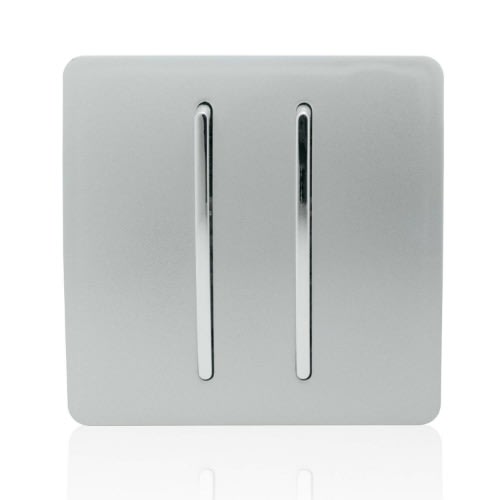 Uk 2 Gang Silver Switch