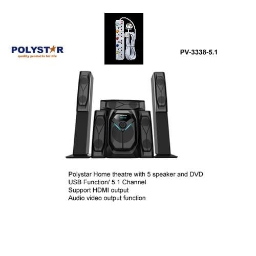 5.1ch Powerful Home Theatre Speaker 'pv-3338-5.1 With Dvd + Free Extension