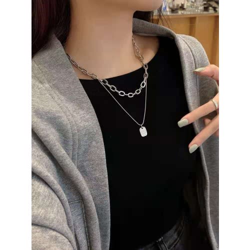Fashion Unisex Link 2pc  Necklace- Silver