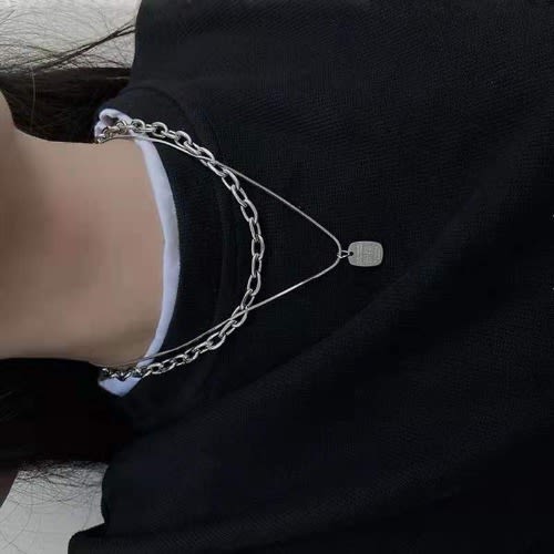 Fashion Unisex Link 2pc  Necklace- Silver