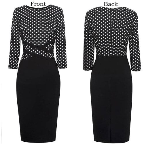 Polka Dot Pencil Dress- Black