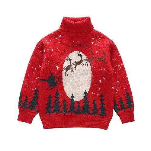 Christmas Children Pullover Knit Bottoming Shirt (Color:Green Size:150)