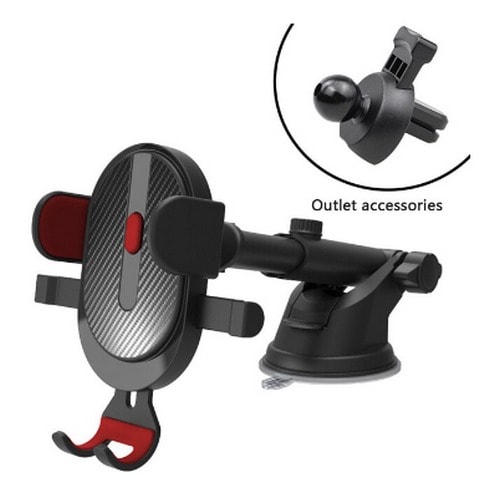 Dashboard Windshield And Air Vent Phone Holder-Black & Red