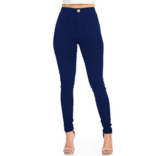 High Waist Skinny Stretchy Ladies Jeans-Blue