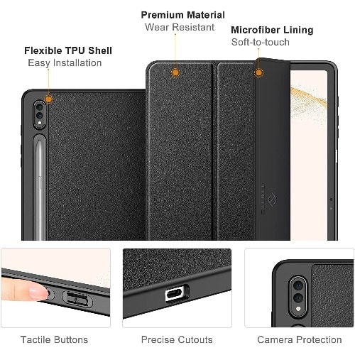 Soft Tpu Smart Stand Back Cover Auto Wake/sleep  For Samsung Tab S8 Plus