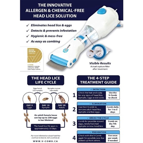 V-comb Electric Head Lice Comb Removal Treatment