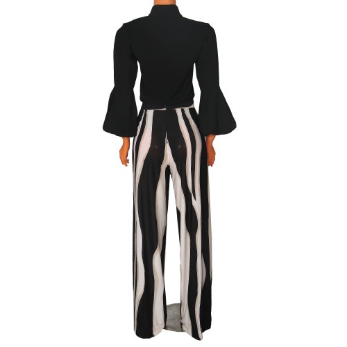 Palazo Stripes Trouser- Cream & Black