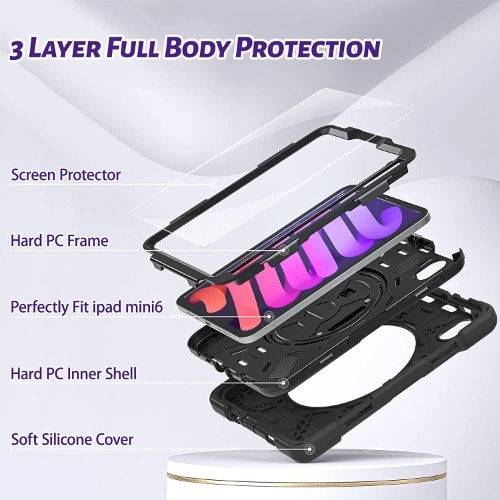 Shockproof Amored Defender Protective Case For iPad Mini 6 2021