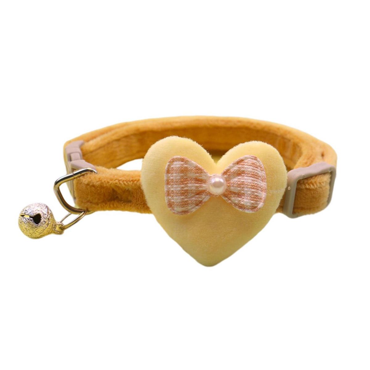 Pet Neck Circle Heart Bow Pet Cat Dog Neck Circle Yellow