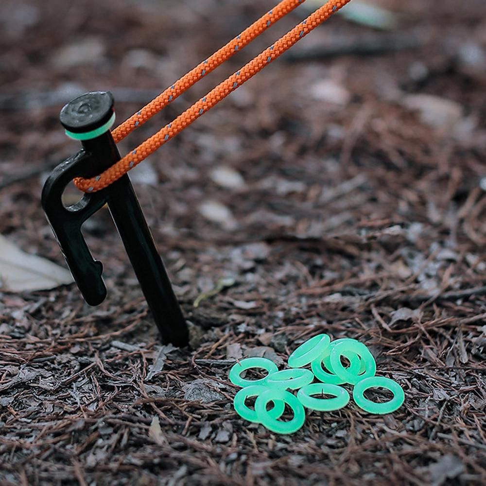 10pcs Outdoor Camping Tent Ground Nail Luminous Loop Silicone O-Loop Fluorescent Loop Night Fishing Warning Loop Camp Ground Nail Loop