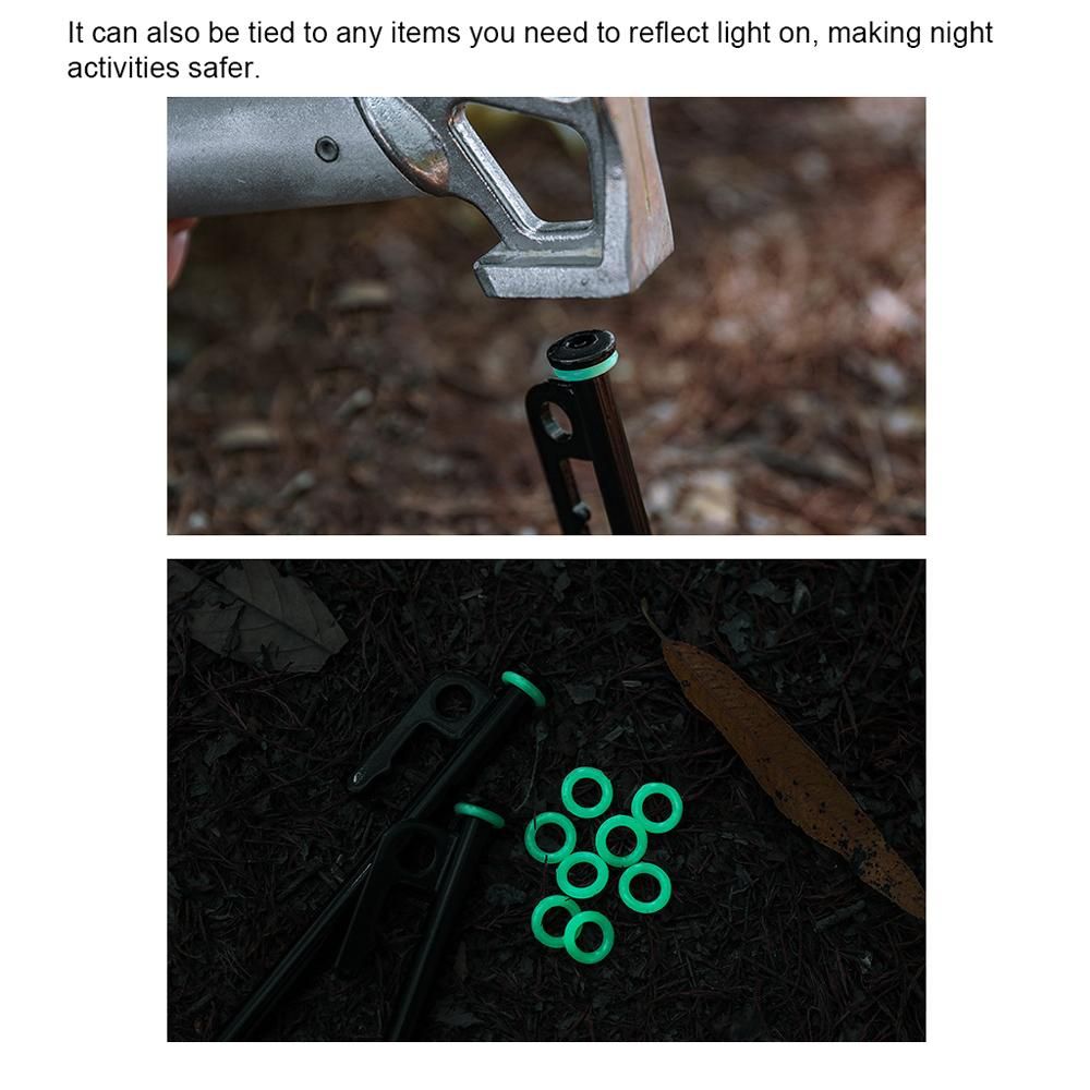 10pcs Outdoor Camping Tent Ground Nail Luminous Loop Silicone O-Loop Fluorescent Loop Night Fishing Warning Loop Camp Ground Nail Loop