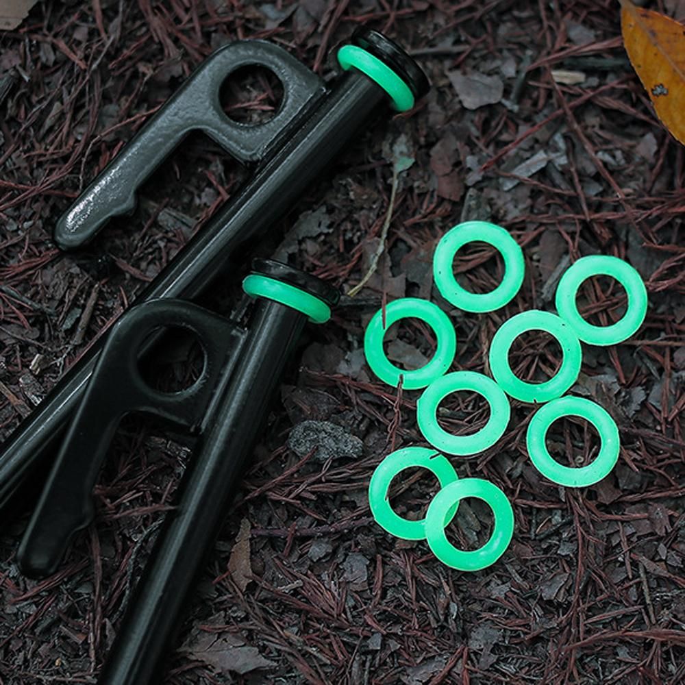 10pcs Outdoor Camping Tent Ground Nail Luminous Loop Silicone O-Loop Fluorescent Loop Night Fishing Warning Loop Camp Ground Nail Loop