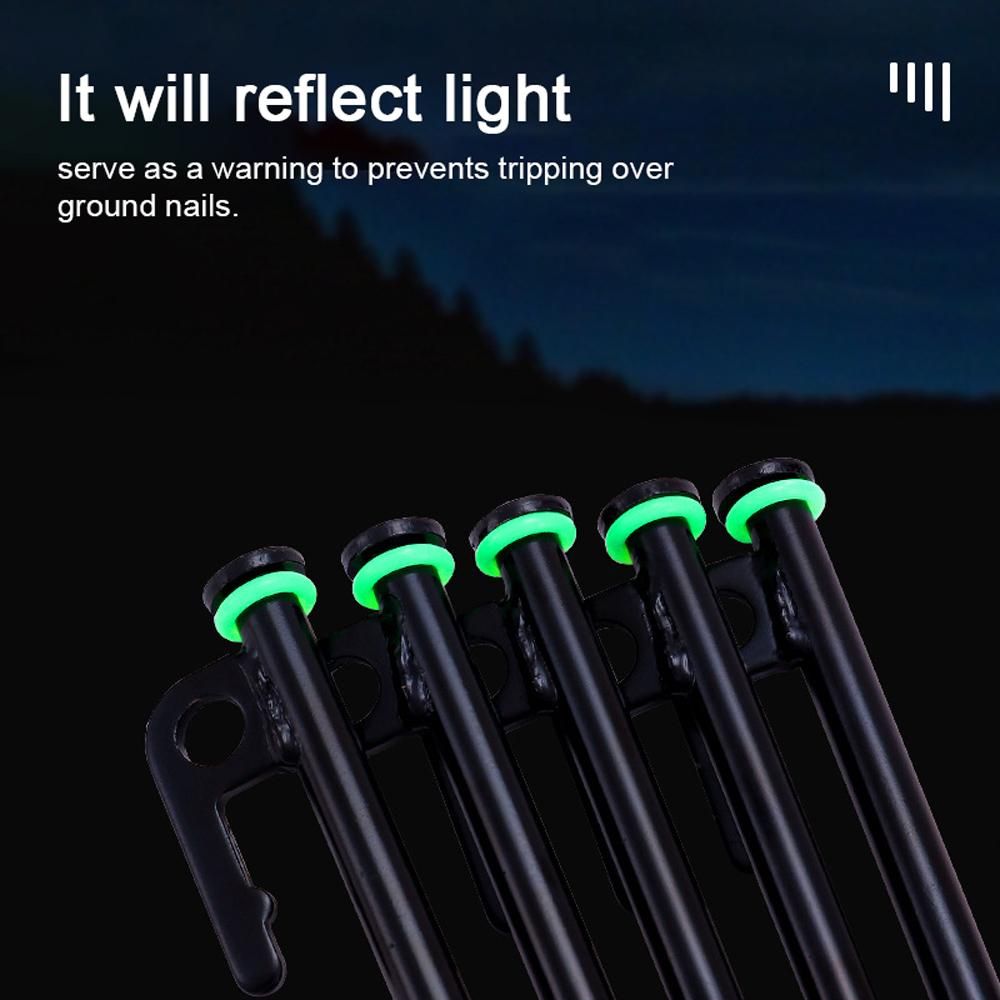 10pcs Outdoor Camping Tent Ground Nail Luminous Loop Silicone O-Loop Fluorescent Loop Night Fishing Warning Loop Camp Ground Nail Loop