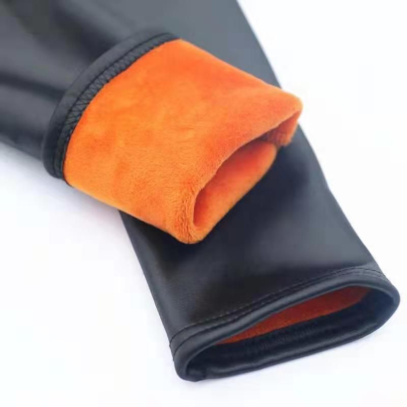 Children Leggings Faux Pu Leather For Girls Side Stripe Golden Velvet Leggings
