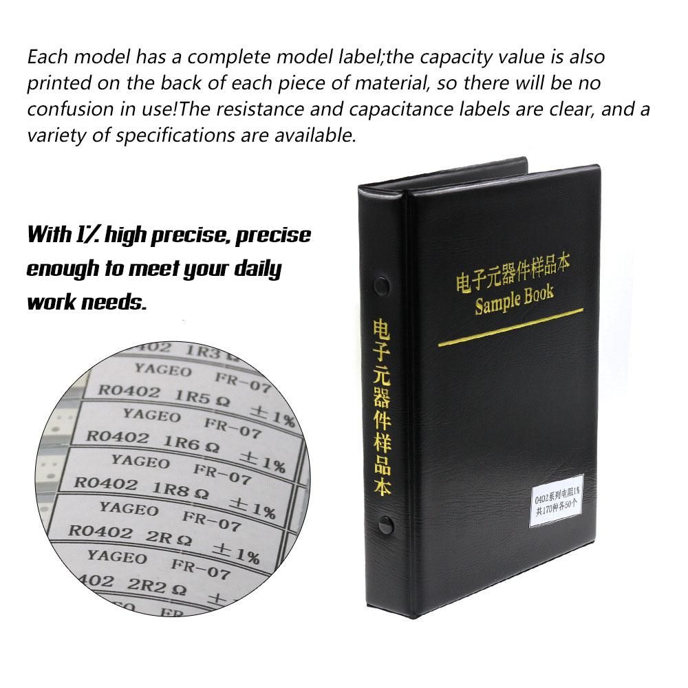 Resistor Surface Mounted Device Resistance Book Kit Multifunctional Chip Resistor Assortment Kit 1% Precise Sample Book