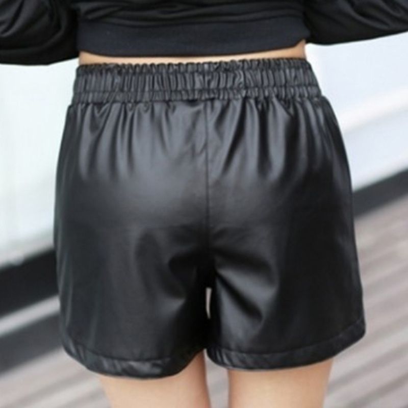 1pc New PU Leather Shorts Women's Black High Quality Short