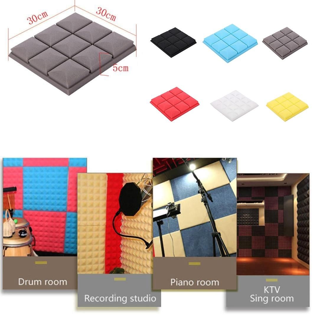 25X25X5cm Wallpaper Sticker Practical Acoustic Foam Panel Sound Stop Absorption Sponge Studio Ktv Living Room Bar Soundproof Solid Sponge 3D Wall Sticker (Yellow)