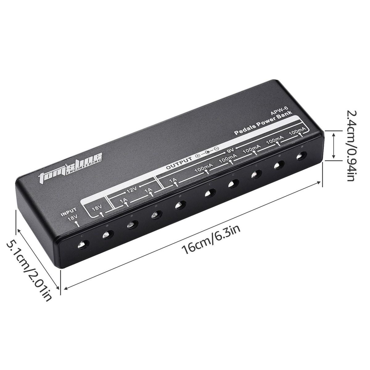Guitar Effect Power Supply 9 Isolated Output for 9V/12V/18V Effect Pedal with 5-Way Daisy Chain Cable and Power Cables