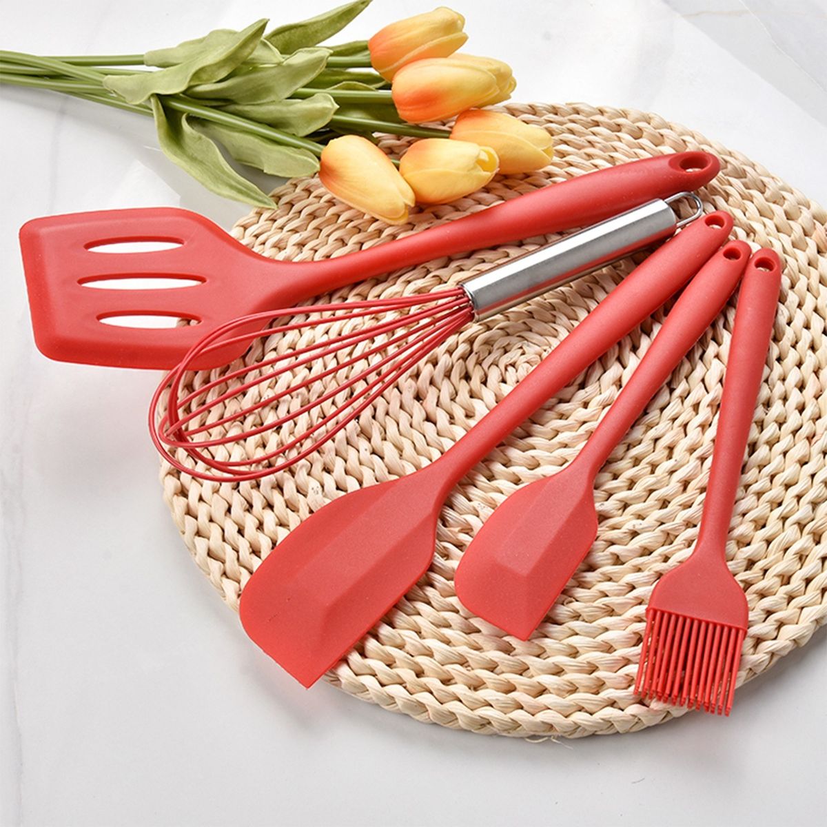 5PCS Kitchen Cooking Utensil Set Silicone Cooking Utensil