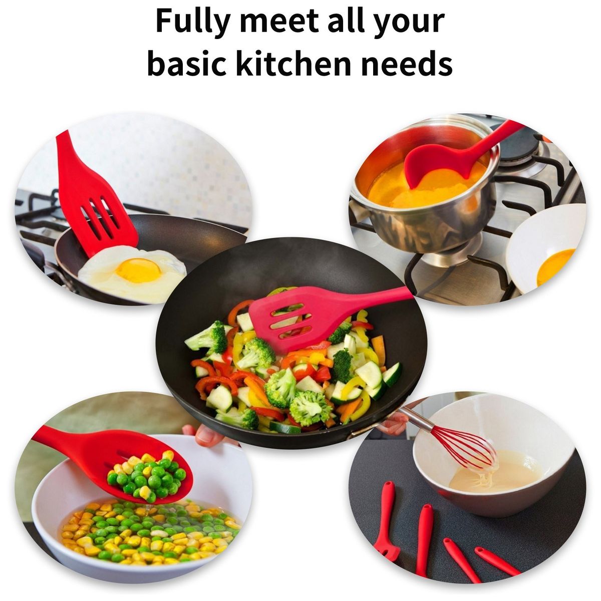 5PCS Kitchen Cooking Utensil Set Silicone Cooking Utensil