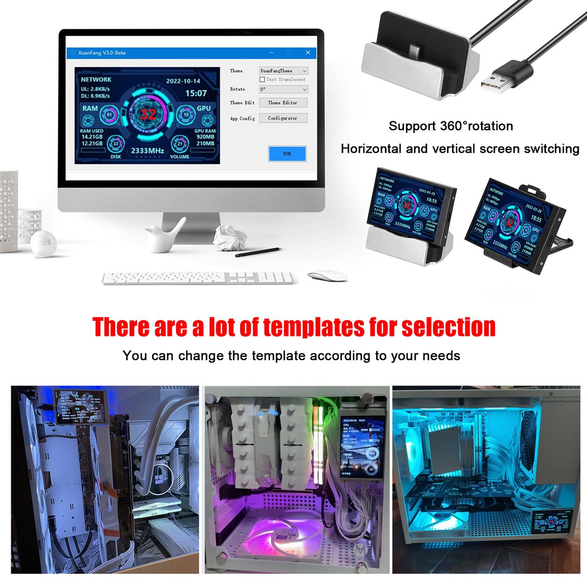 3.5 Inch IPS Display Screen USB Secondary Screen Computers