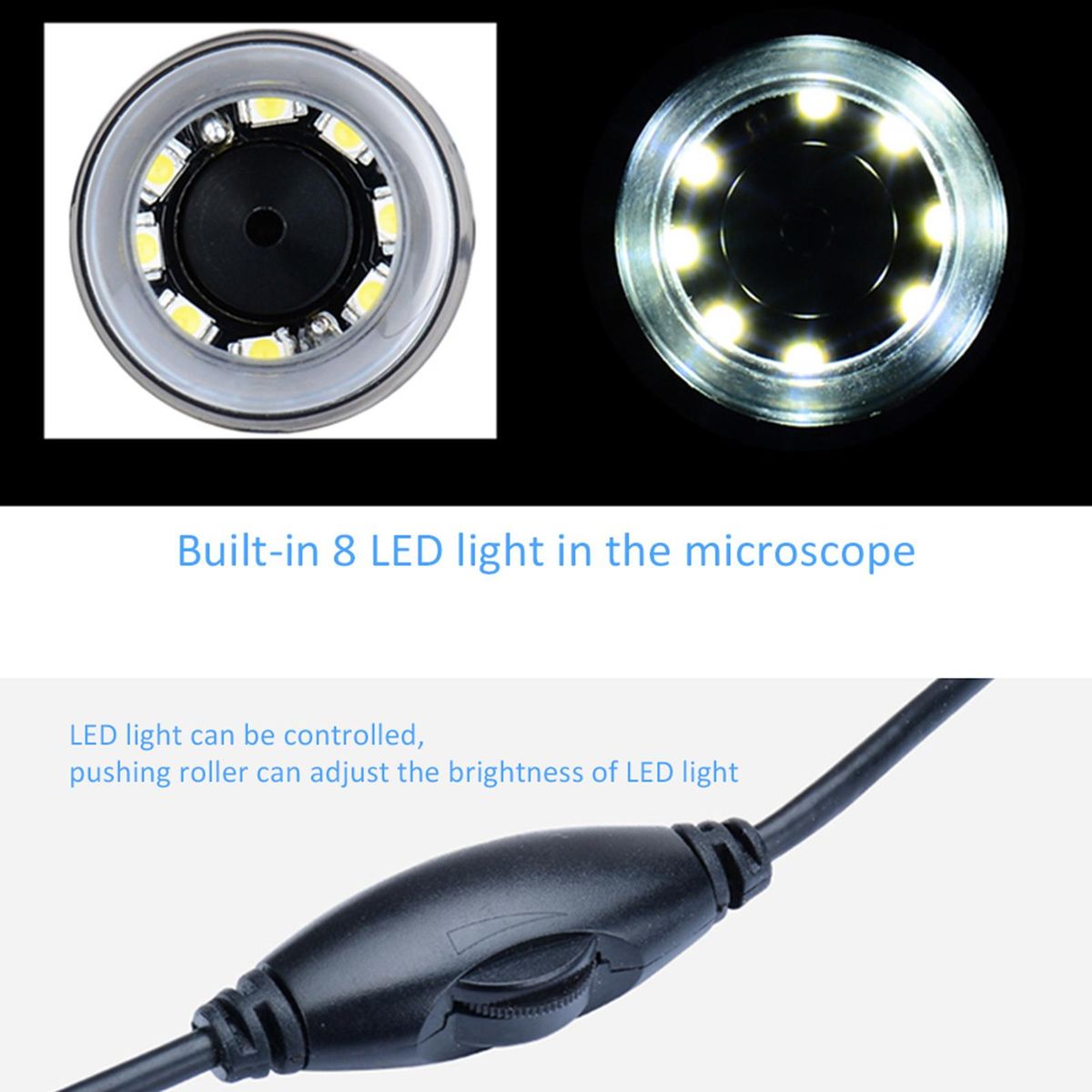 1000x Magnification USB Digital Microscope Built-in 8 LED Camera Magnifier with Base Stand Holder Support for Windows XP/Vista/Win 7 8 10/Android Phones