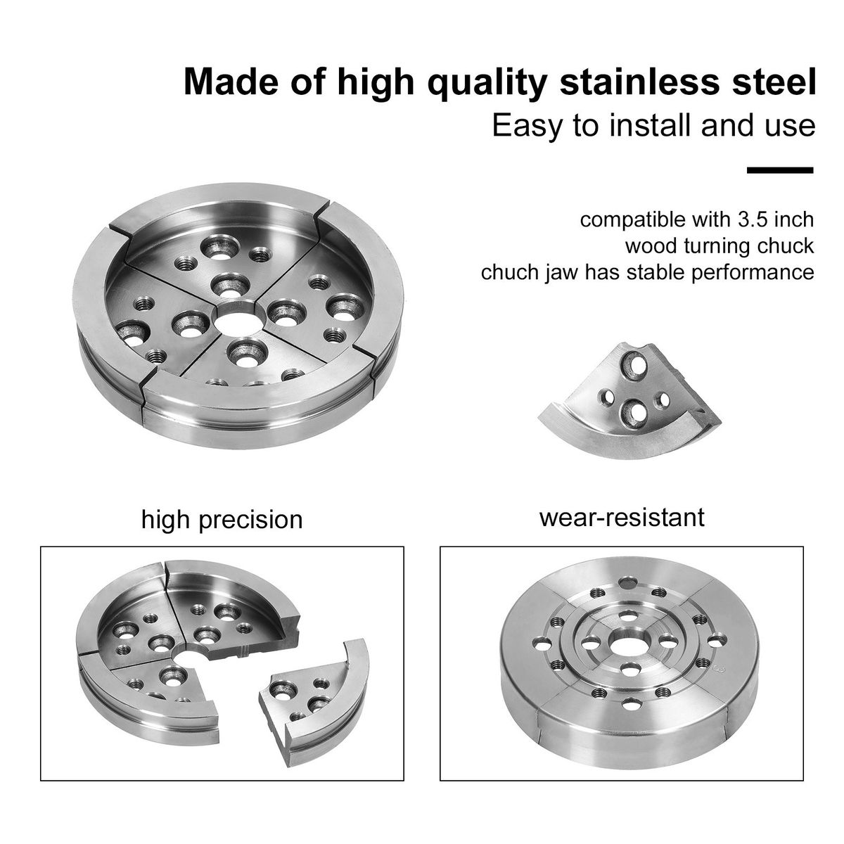 Woodworking Lathe Chuck Accessory Jaw Set Stainless Steel