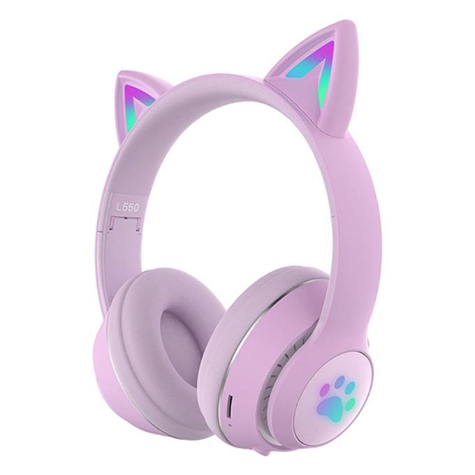 LED Bluetooth Gaming Headset Wireless Headphones FM Player Kid Purple