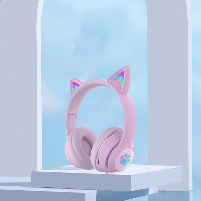 LED Bluetooth Gaming Headset Wireless Headphones FM Player Kid Purple