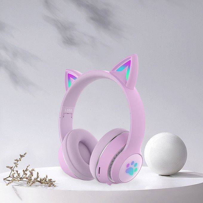 LED Bluetooth Gaming Headset Wireless Headphones FM Player Kid Purple