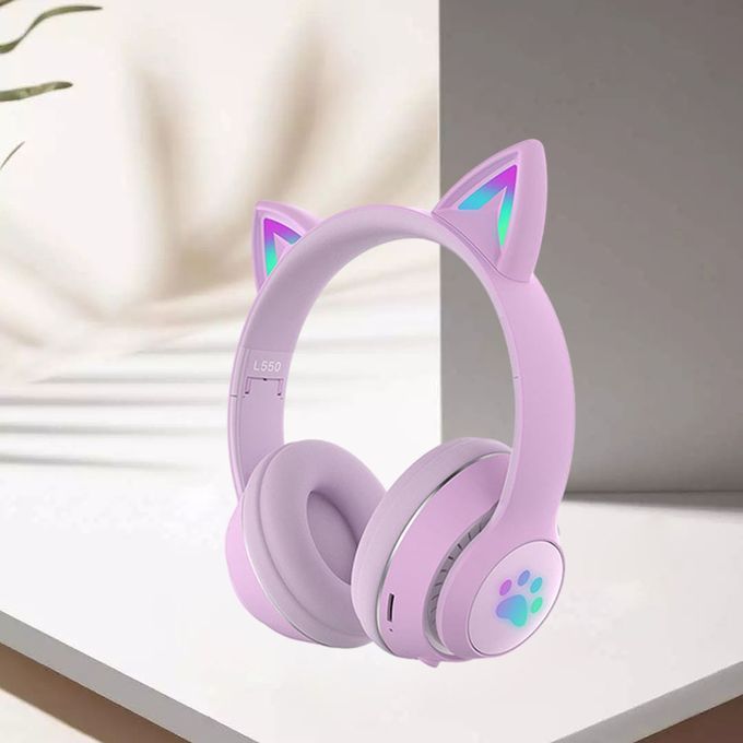LED Bluetooth Gaming Headset Wireless Headphones FM Player Kid Purple
